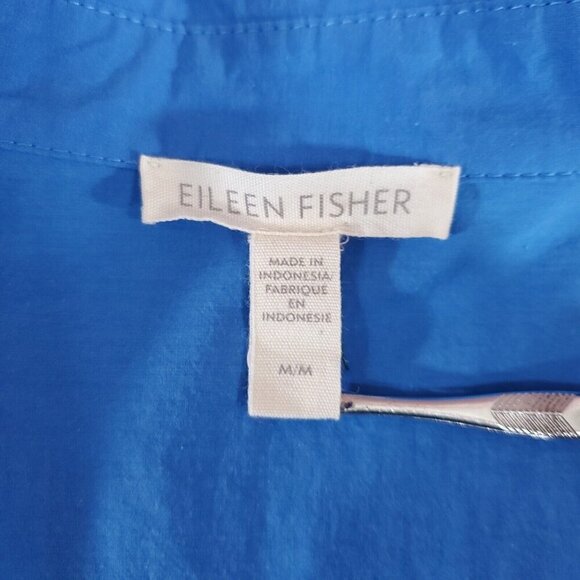 Eileen Fisher Womens Size Medium Blue Organic Cotton Oversized Button Up Shirt - Picture 10 of 14